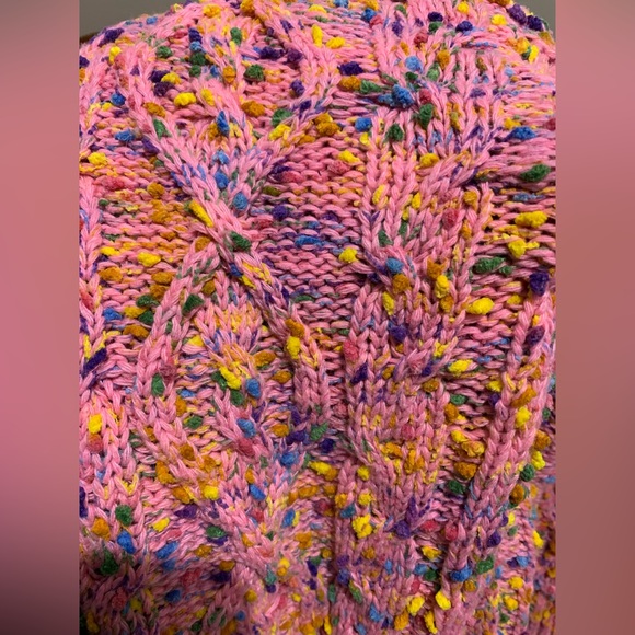 Vintage Hand Knit Pink Confetti Sweater - Picture 2 of 2